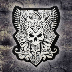 Skull Viking Embroidered Iron-on Gift Ornament Bike Hook and Loop Big Patch